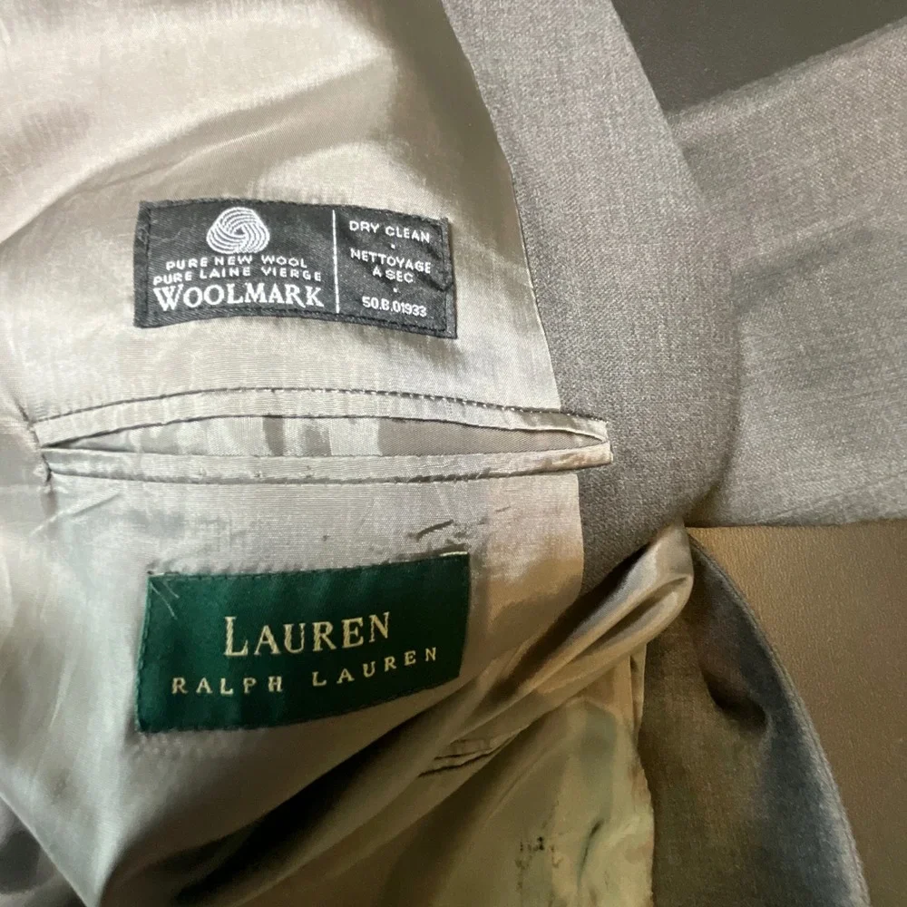 Lauren Ralph Lauren Men Classic Charcoal Grey Two Button Wool Blazer Suit Jacket